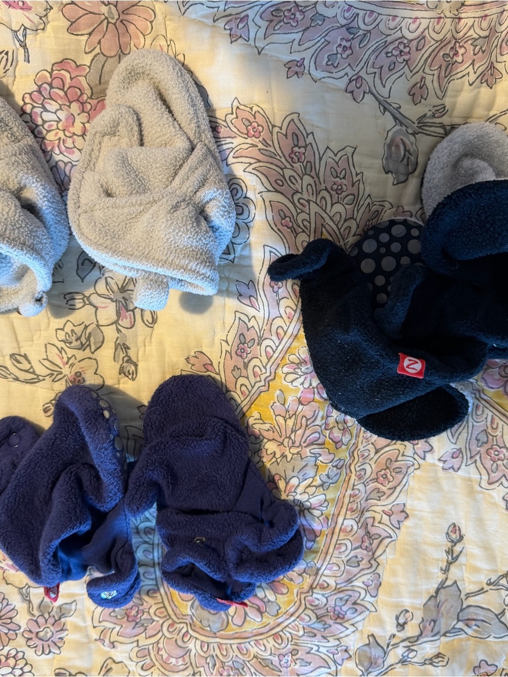 Zutano Baby Booties in Navy, Black & Light Gray